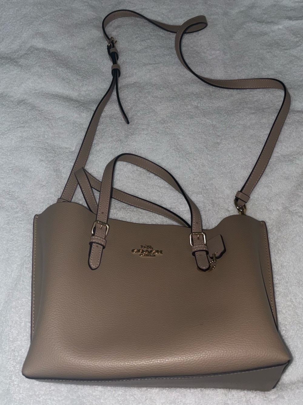 Coach Taupe Pebble Leather Satchel with Gold Hardware